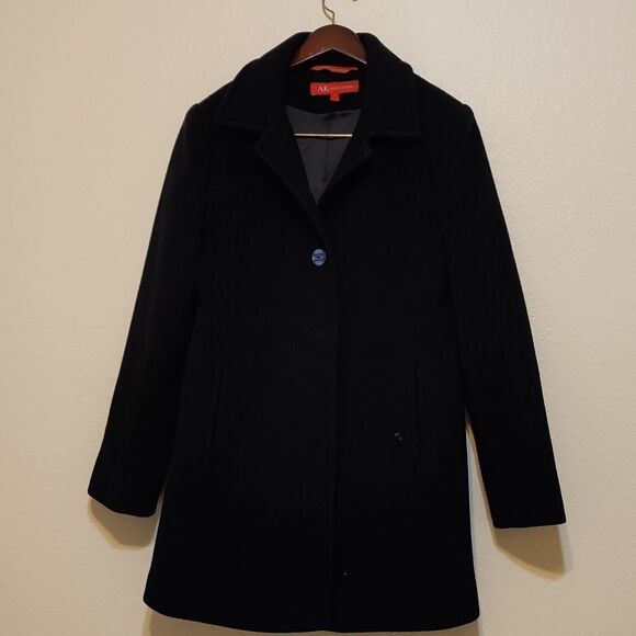 AK Anne Klein black wool peacoat- size small - Picture 1 of 13